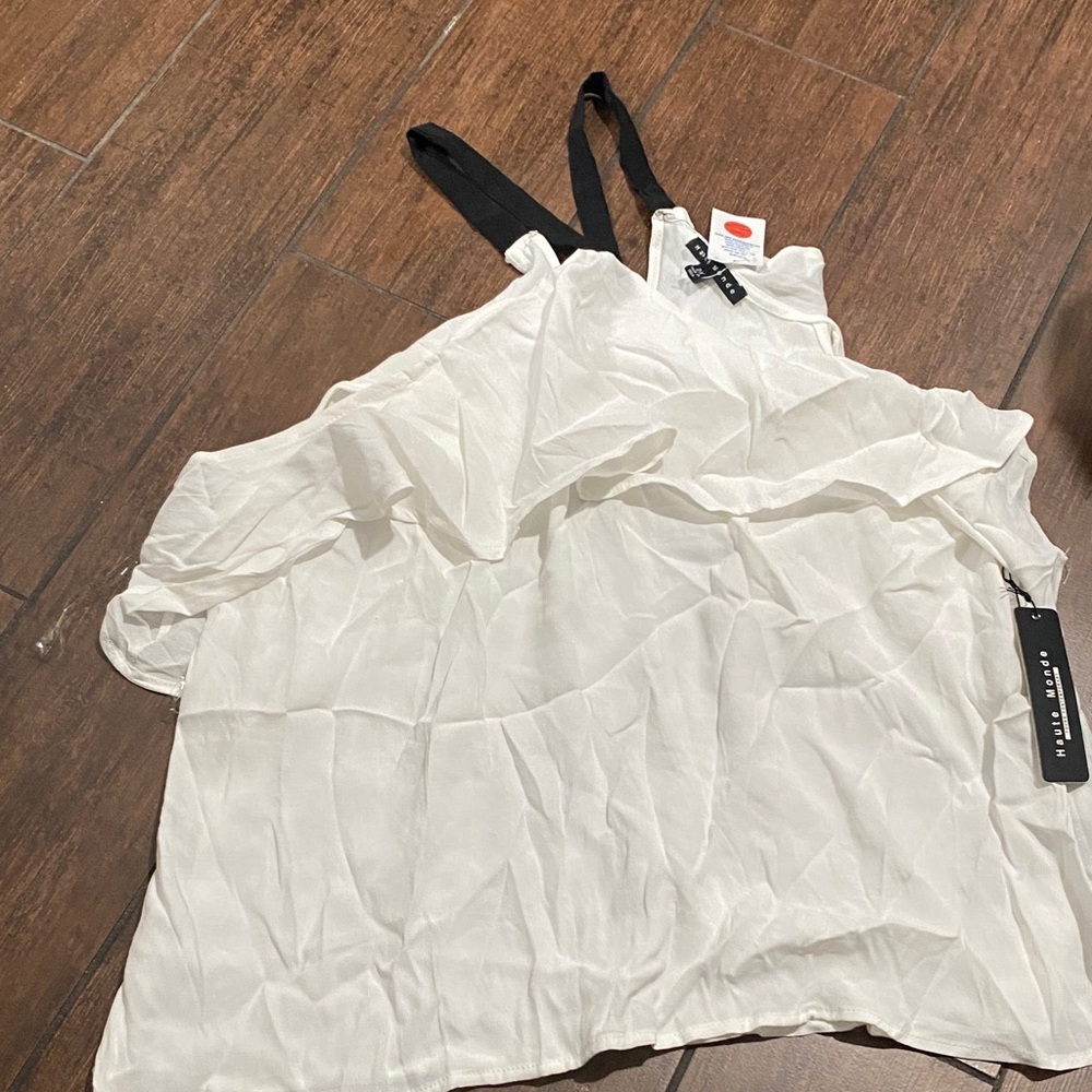 Haute Monde White Camisole with Black Straps